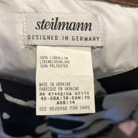 Steilmann Black and White linen Floral Midi Dress (lined). - Picture 3 of 3